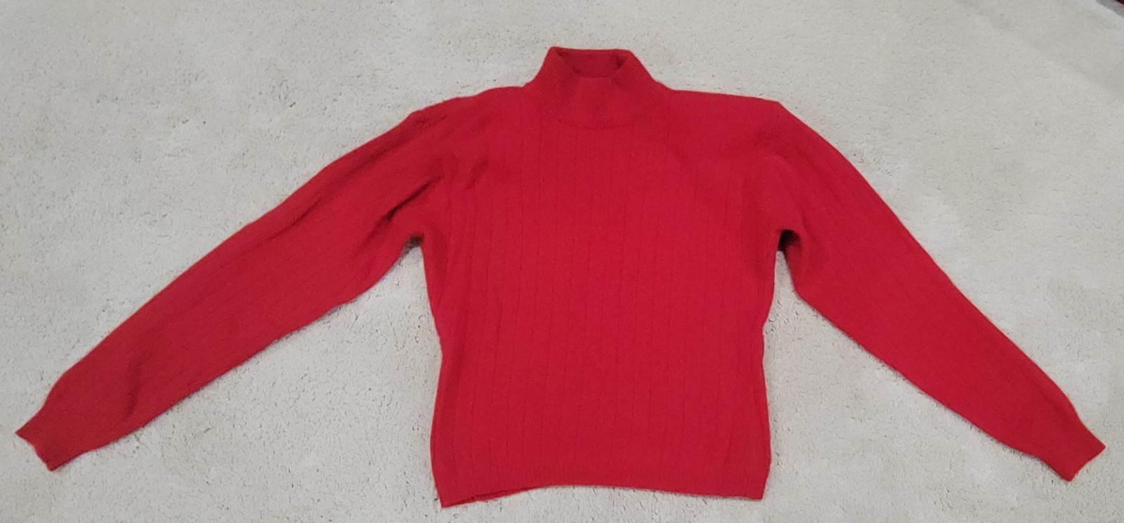 Retro 80s Red Ribbed Pullover Lambswool Vintag Sweater W/Shoulder Pads