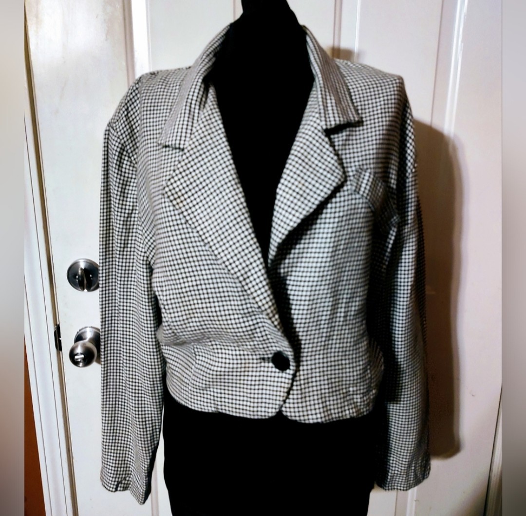 🍒🤍🍒 Awesome 80’s Vtg Nordstrom Black & White Checkered Tailored Jacket – M