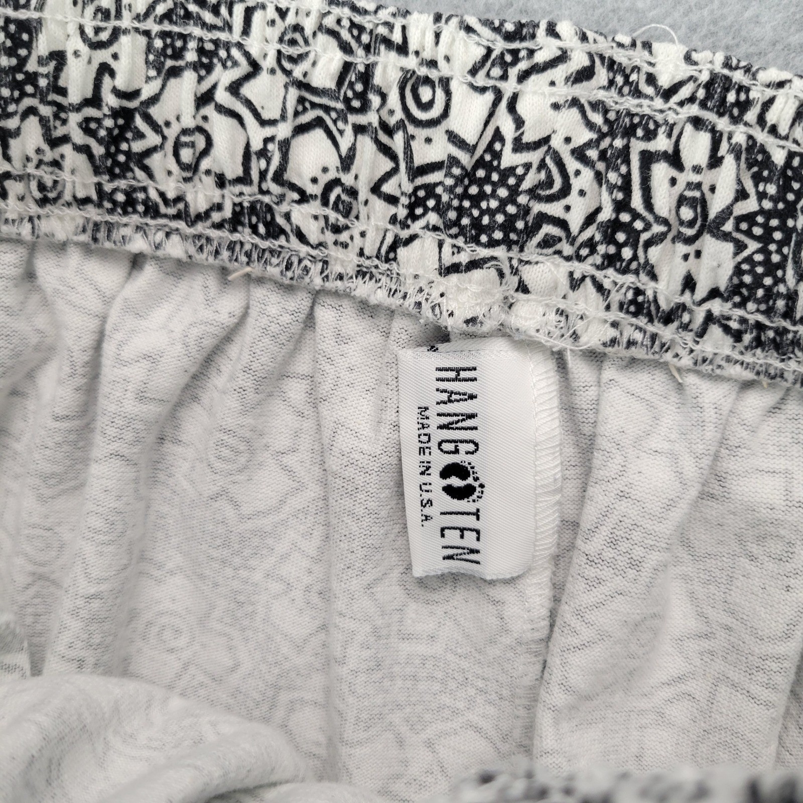 Hang Ten Geometric Floral Shorts Women Large Black White Vintage Elastic Waist