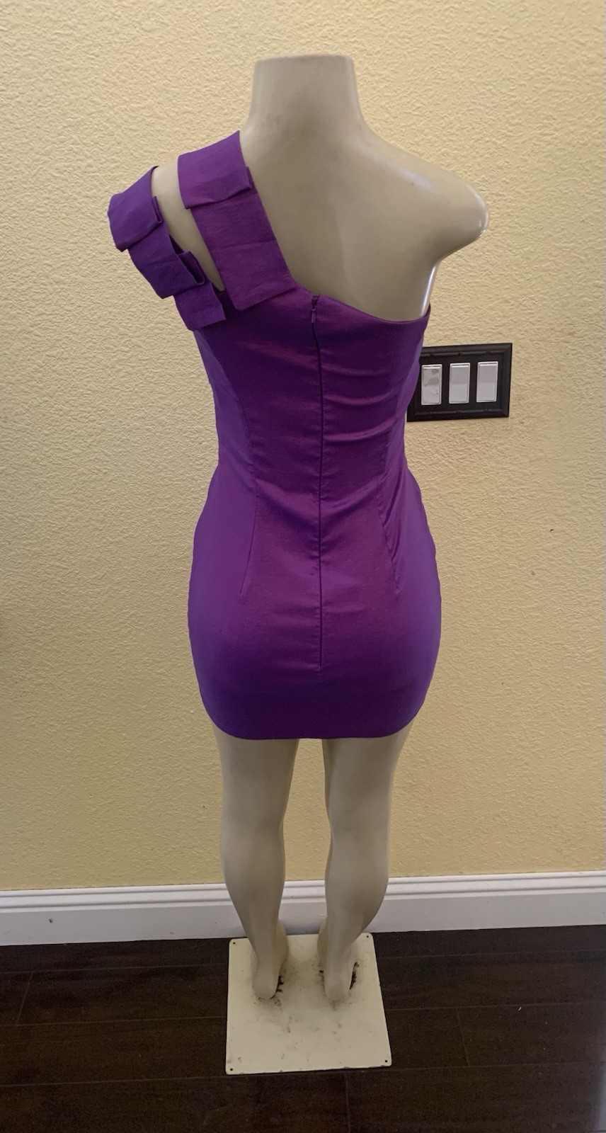 NWT Vintage Jessica McClintock Size 2 Violet Color One Shoulder Mini Dress