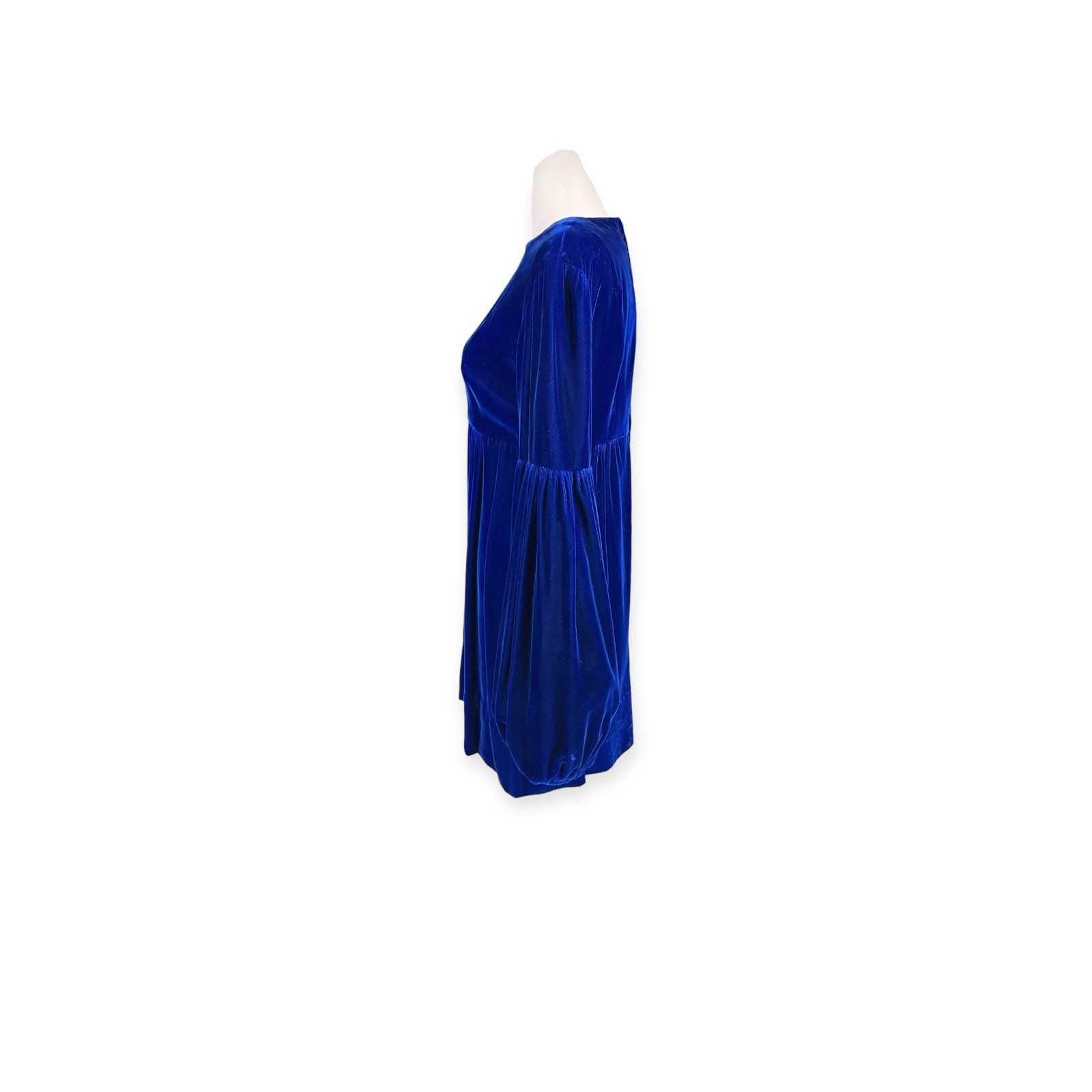VTG 1960s BLUE VELVET DRESS GIGOT PUFF RENAISSANCE Whimsigoth MOD HIPPIE BOHO