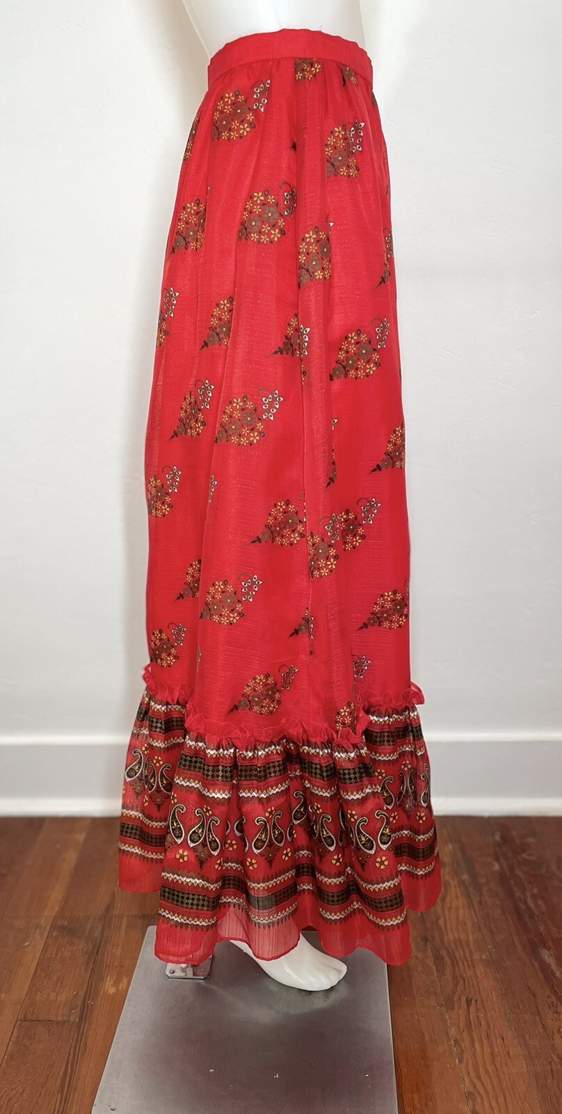VTG 70s Miss Shaheen California Hawaii Long Maxi Skirt Floral Paisley SZ 8