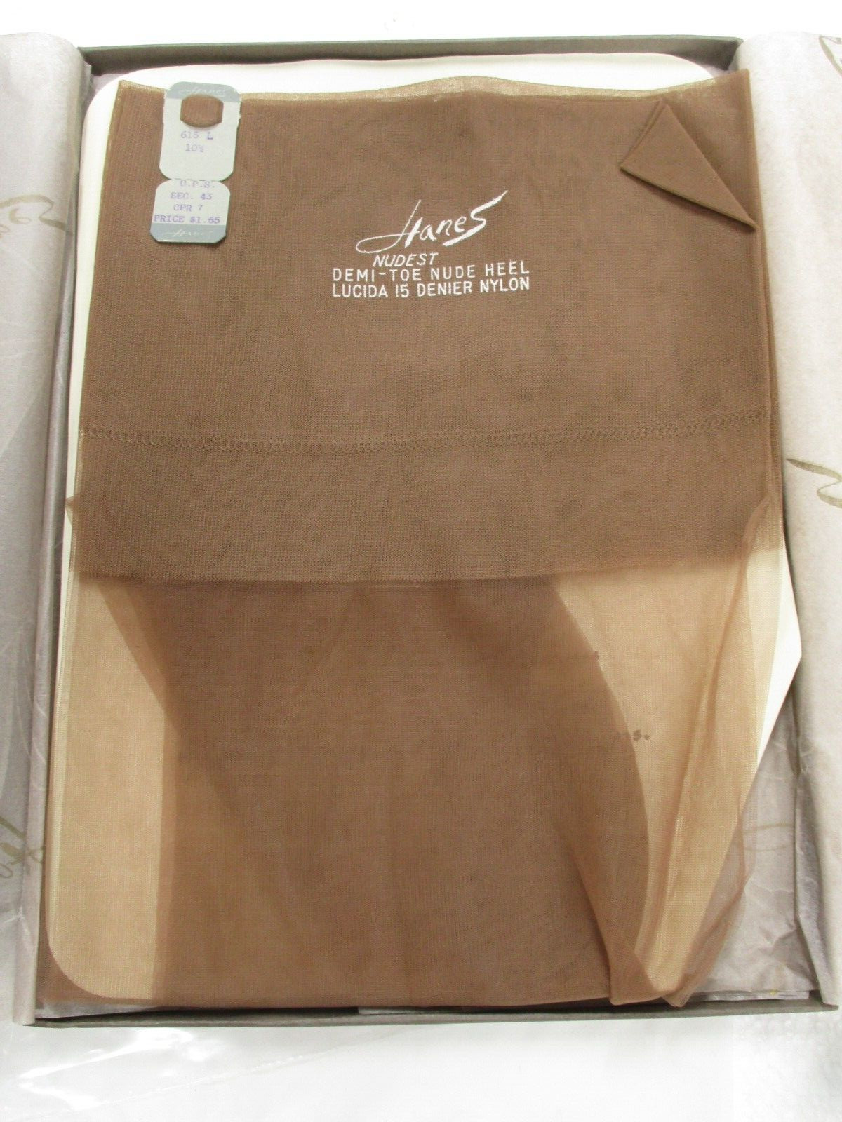 1PR VINTAGE HANES 615 RT SHEER HEEL NYLON STOCKINGS SIZE 10 1/2 LONG BALI ROSE