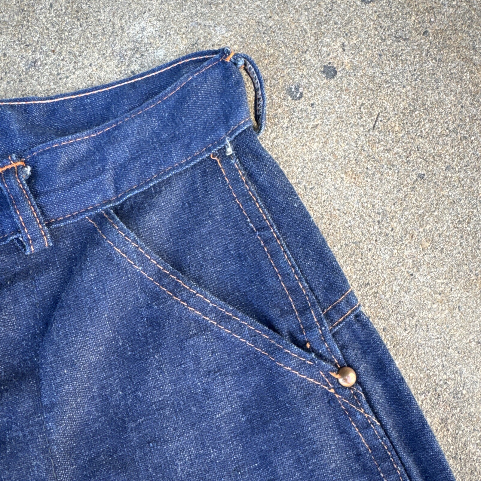 Vintage 1940s 1950s Denim Pants High Waist Jeans Dungaree Sportswear Western