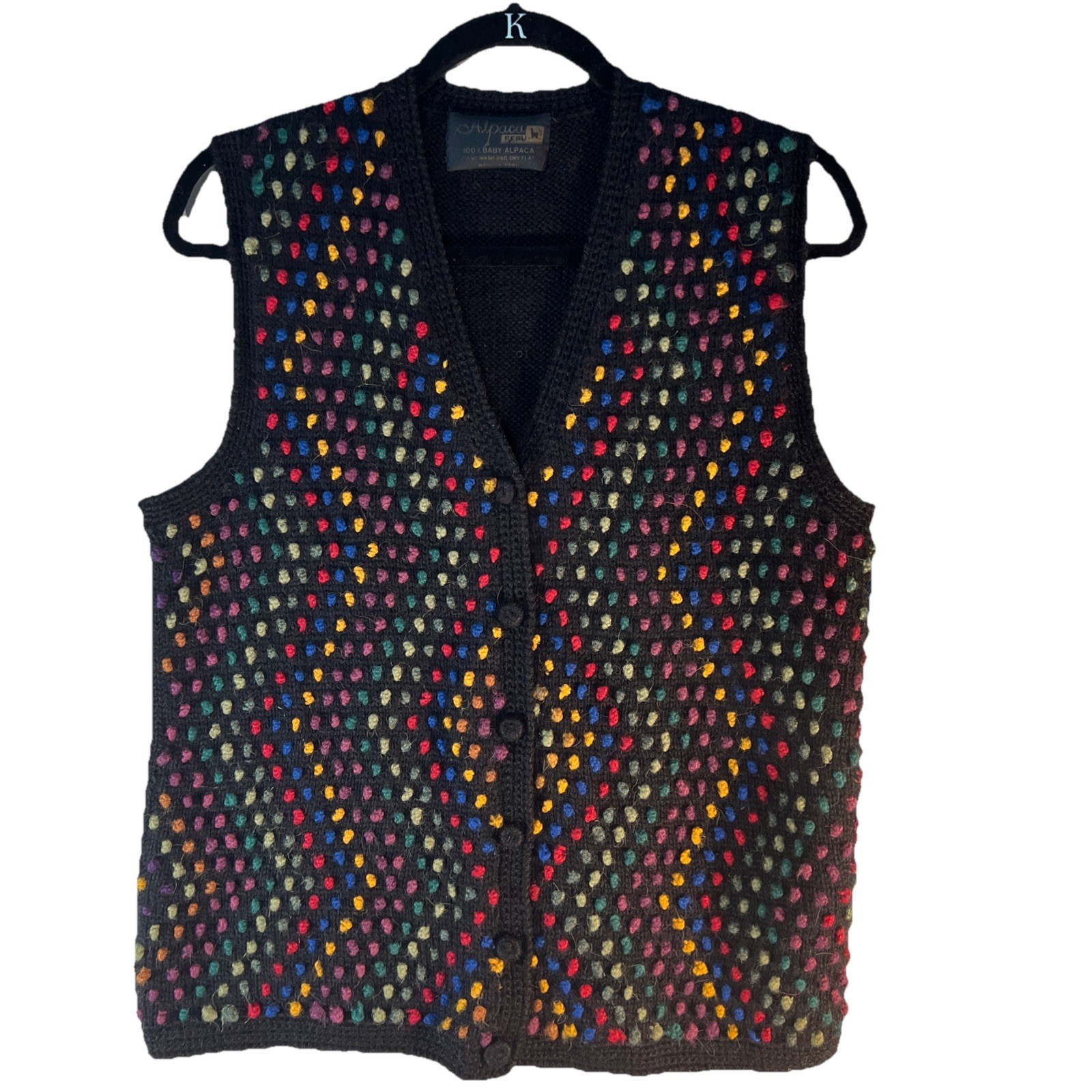EVC 💯Baby Alpaca Peru Links Knit Button Front Sweater Vest M/L