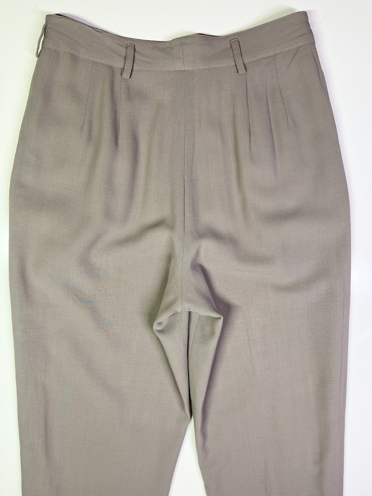 Vintage Donna Karan Size US 8 Grey Wool Pleat-Front Trousers Union Made *Flaws