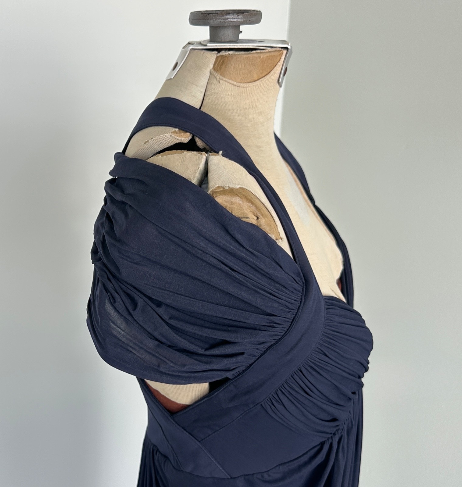 Donna Karan Collection Silk 90s Sheath Dress Medium Vintage DKNY Draped Dress
