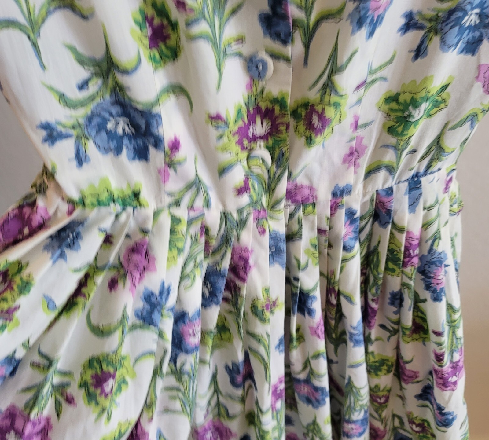 VTG Tanner Of North Carolina Farmcore Floral Cotton Tea Midi Dress Sz 8