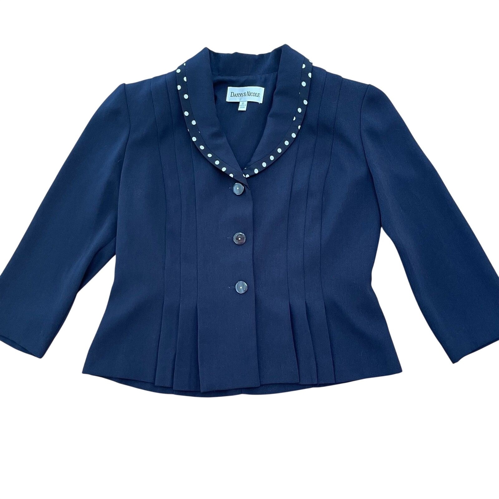 Danny & Nicole Blue Blazer 6P Shoulder Pads Pleats 1990s