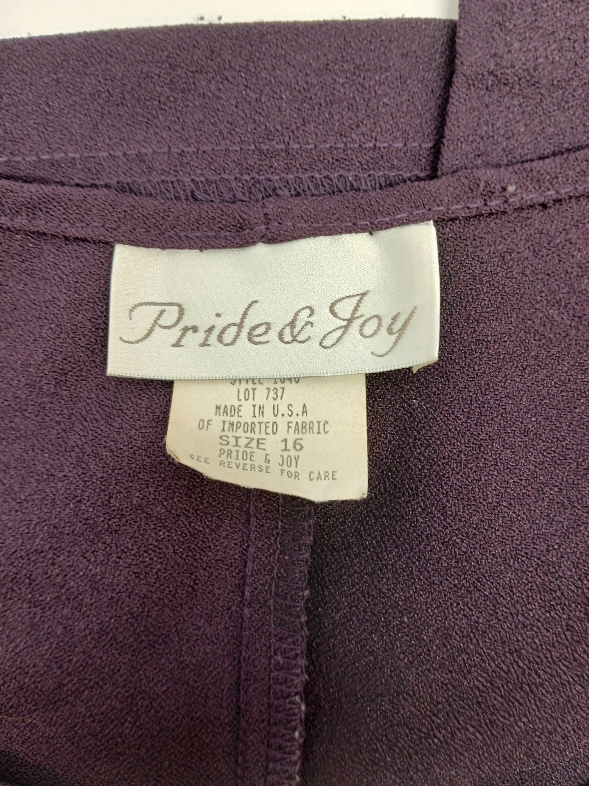 Pride Joy Dress Size 16 PurplePull Over Round Neck Sleeveless VTG Dress