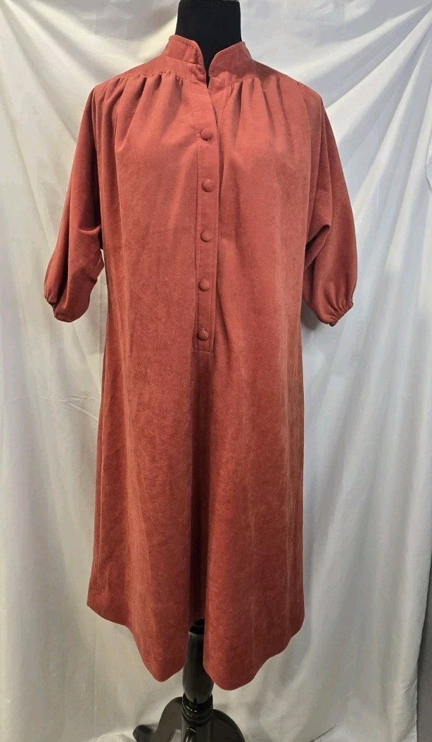 Lorac Original Burnt Orange Dress 3/4 Button-up Size XL Collard