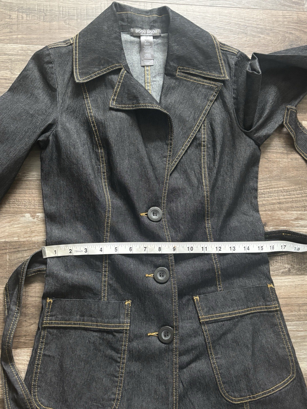 Bisou Bisou Front Button Denim Dress Womes Sz Small Vtg Y2k Pop
