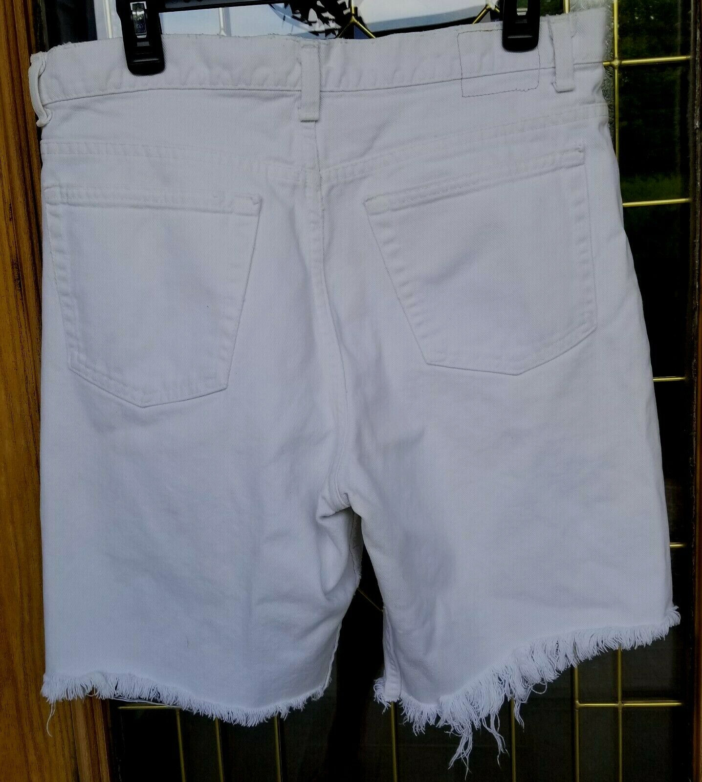 VTG Brittania Jean Shorts 35″ Waist White Cutoffs Boho Indie Edgy Trashed *READ*
