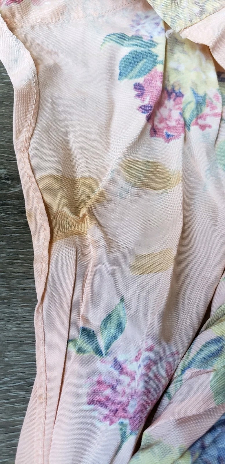 VTG 30s Peach Floral Print Bias Cut Dress Gown Sz XS/S? Art Deco DAMAGE STAINS