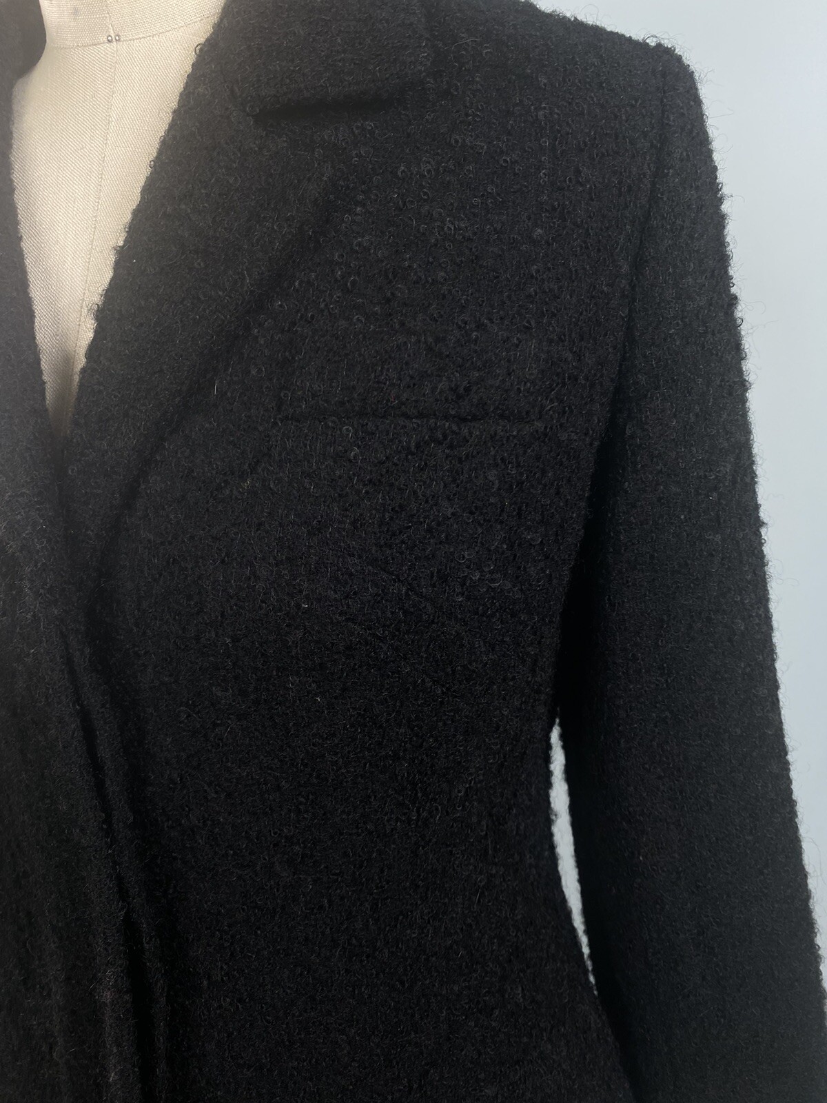 Vintage Boucle Wool suit SIZE SMALL black MYRON LOUIS BOSTON 60s retro pencil