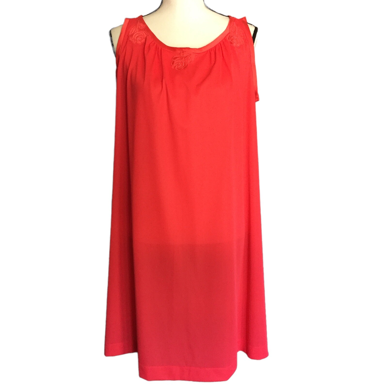 VTG Gossard Artemis Red Nylon Satin Trim Nightgown Swing Nightie Small USA Made