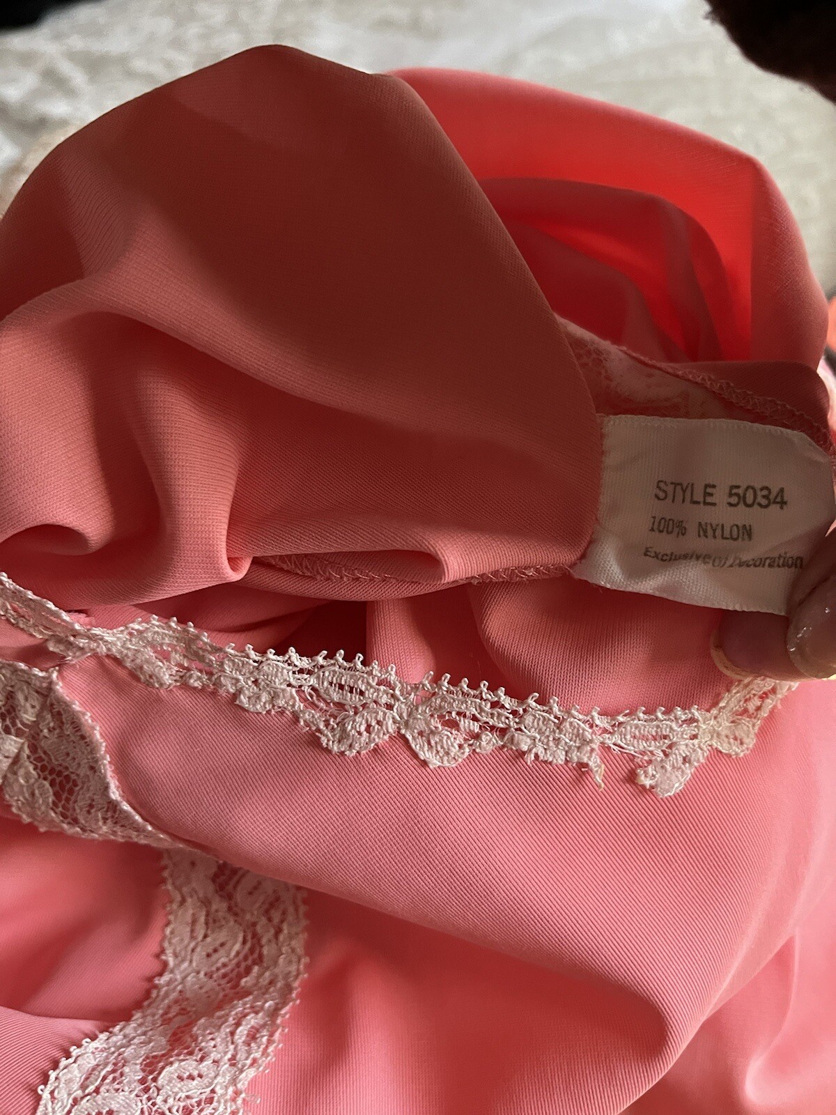 Vtg Nightgown Artemis Angel Wing Flutter Sleeve Nylon Lace Candy Pink Coral 36 S