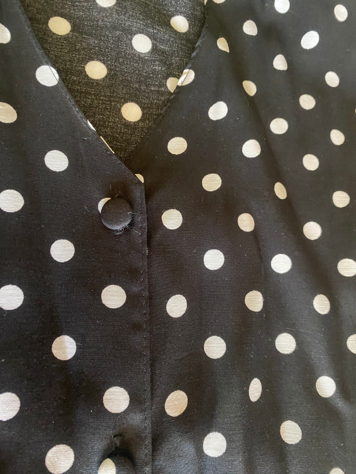 Clio Petites Vintage 80s Women’s button down black/ white Polka Dot Dress sz 8P