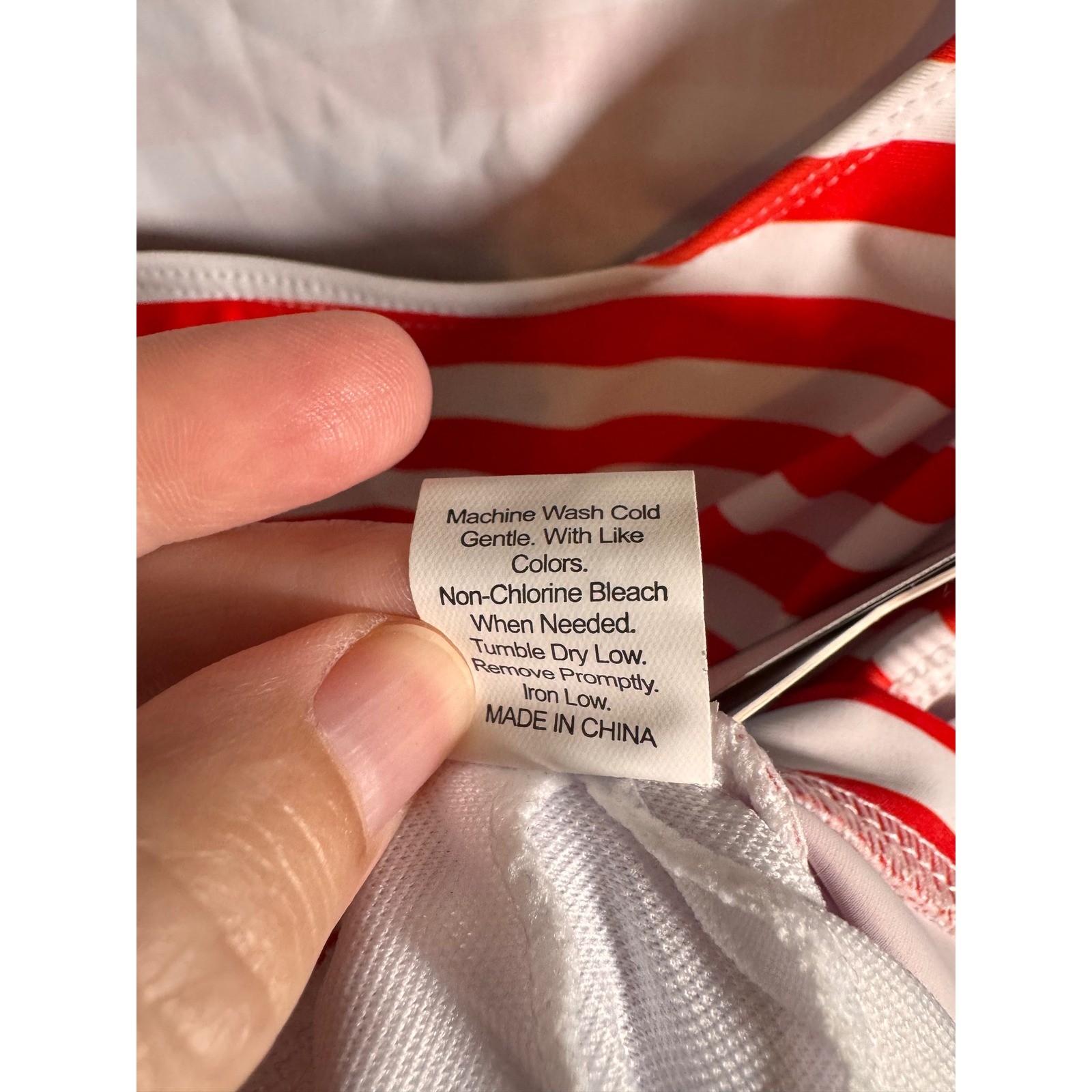 Retro Stage Red White Striped Front Tie Swim Top Size XL
