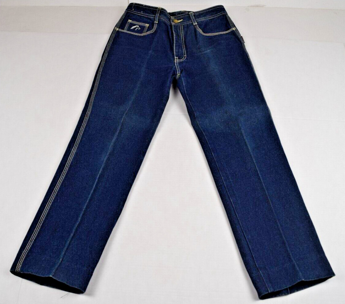 Vintage Jeans Jordache Horsehead Size 32 80s Blue Yellow Stitch High Waist