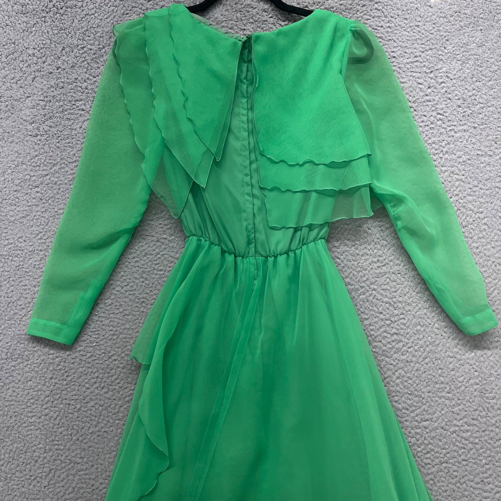 Mike Benet Formals Dress Womens 6 Green Layered Sheer 1960’s True Vintage Retro