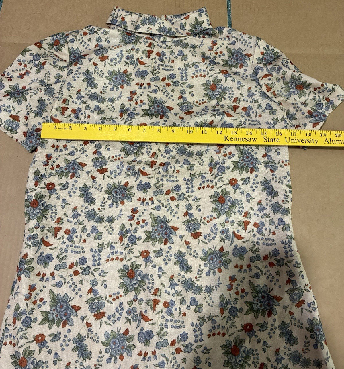 Vintage Handmade Polyester Short Sleeve Dress with Back Zipper