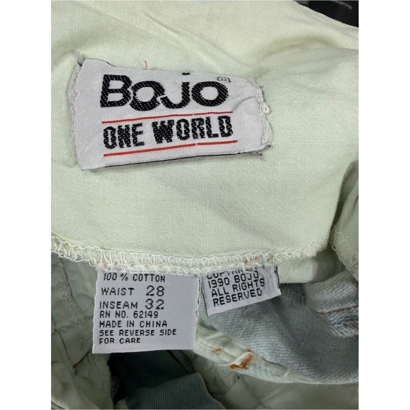 Vintage Bojo One World Acid Wash Pleated Denim Shorts High Waist 28