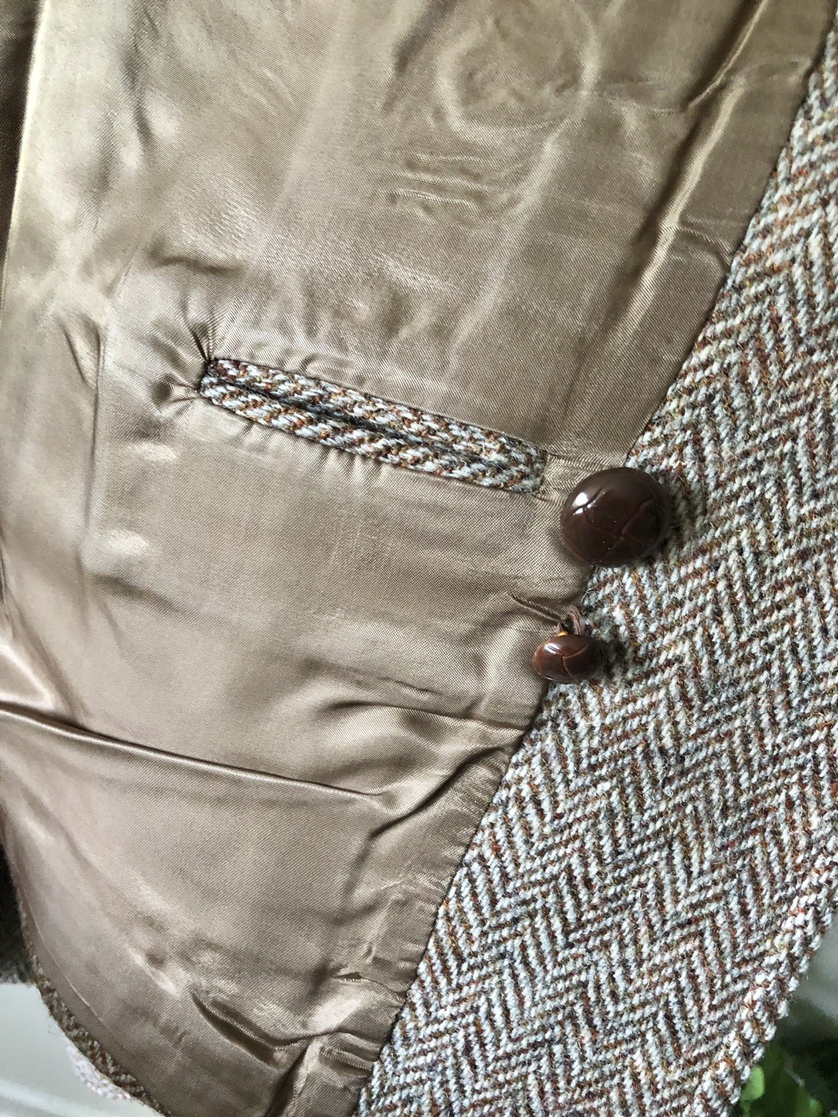 Vintage 80’s Brown Harris Tweed Jacket & Vest Set English Countryside