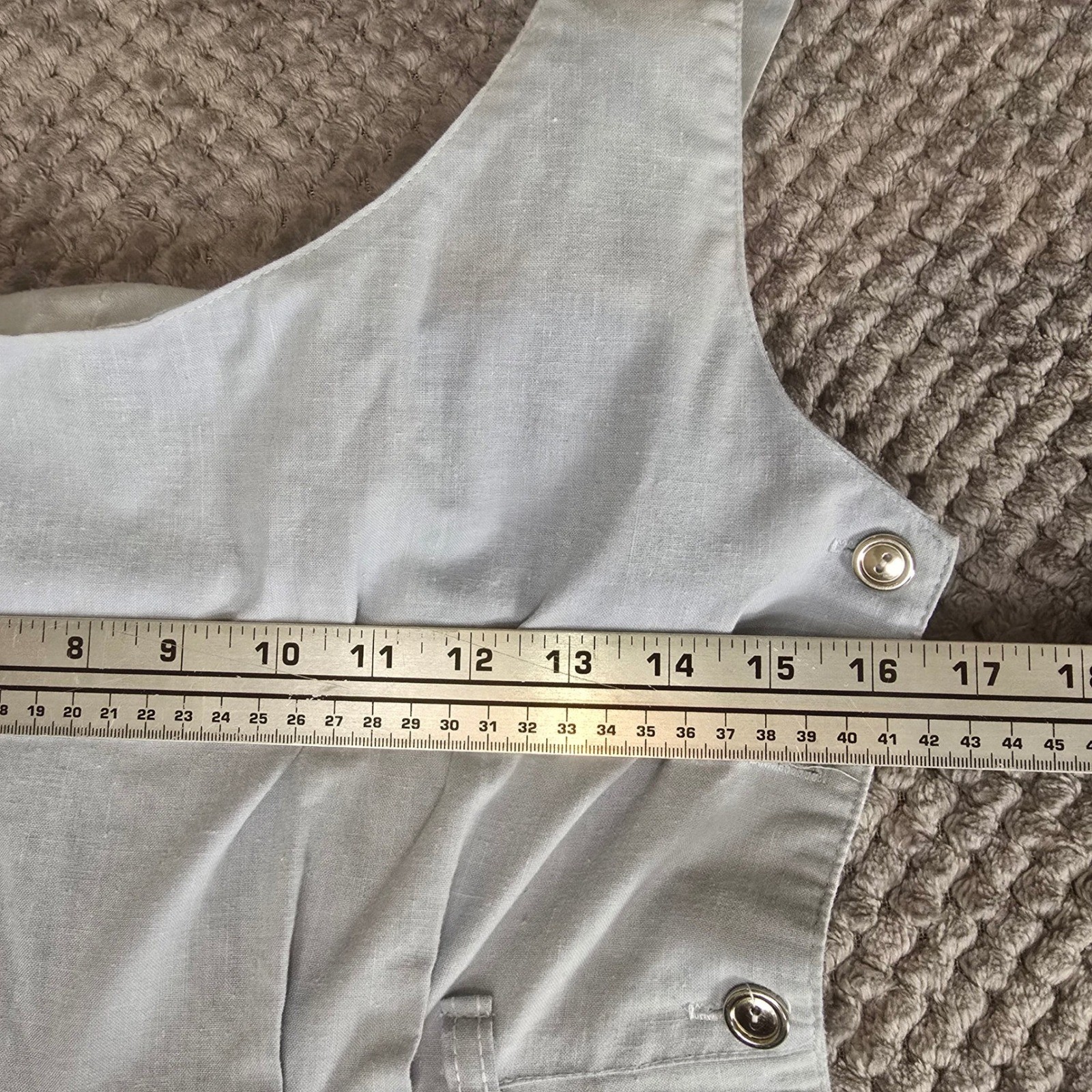 Vintage Joni Blair of California Linen Jumpsuit Overalls Light Blue Flaws