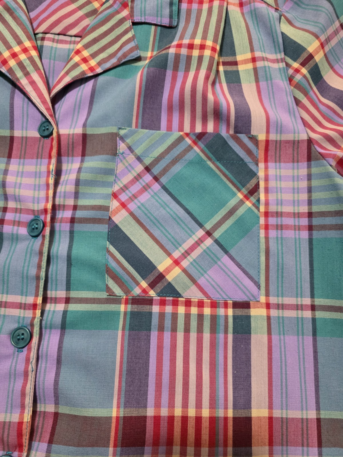 Haberdashery Blue Plaid Button-Up Pocket Women’s Shirt Size 12