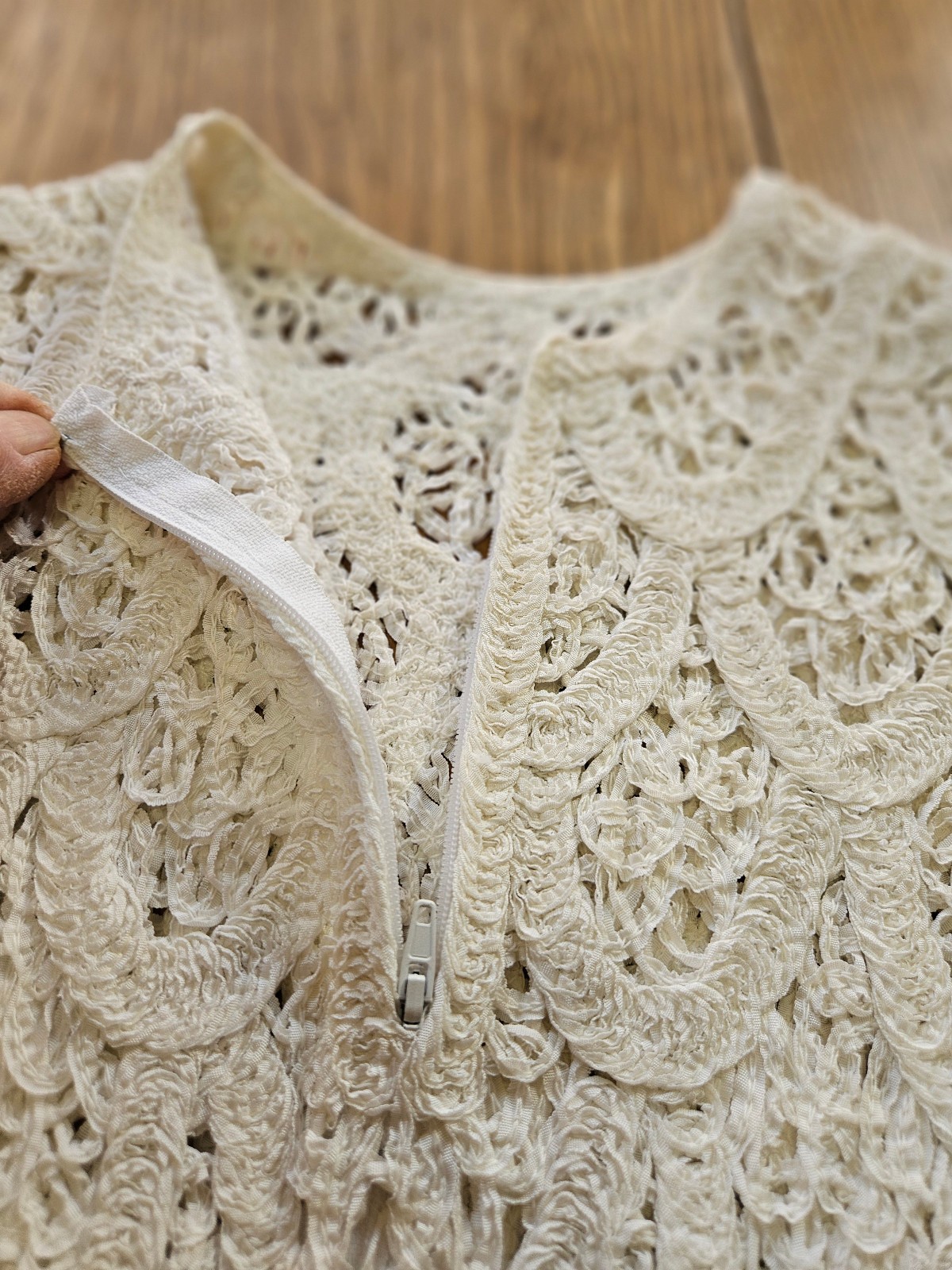 Vtg Glengyle Cream Sheath Crochet Lace Dress Scallop Pattern Small Petite?