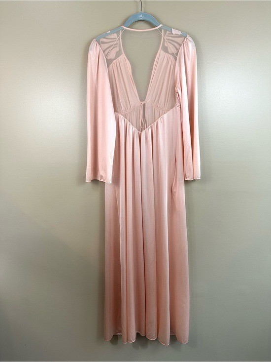 Vintage Maidenform Peach Satin Shell Applique Peignoir Robe Mermaidcore S 80s