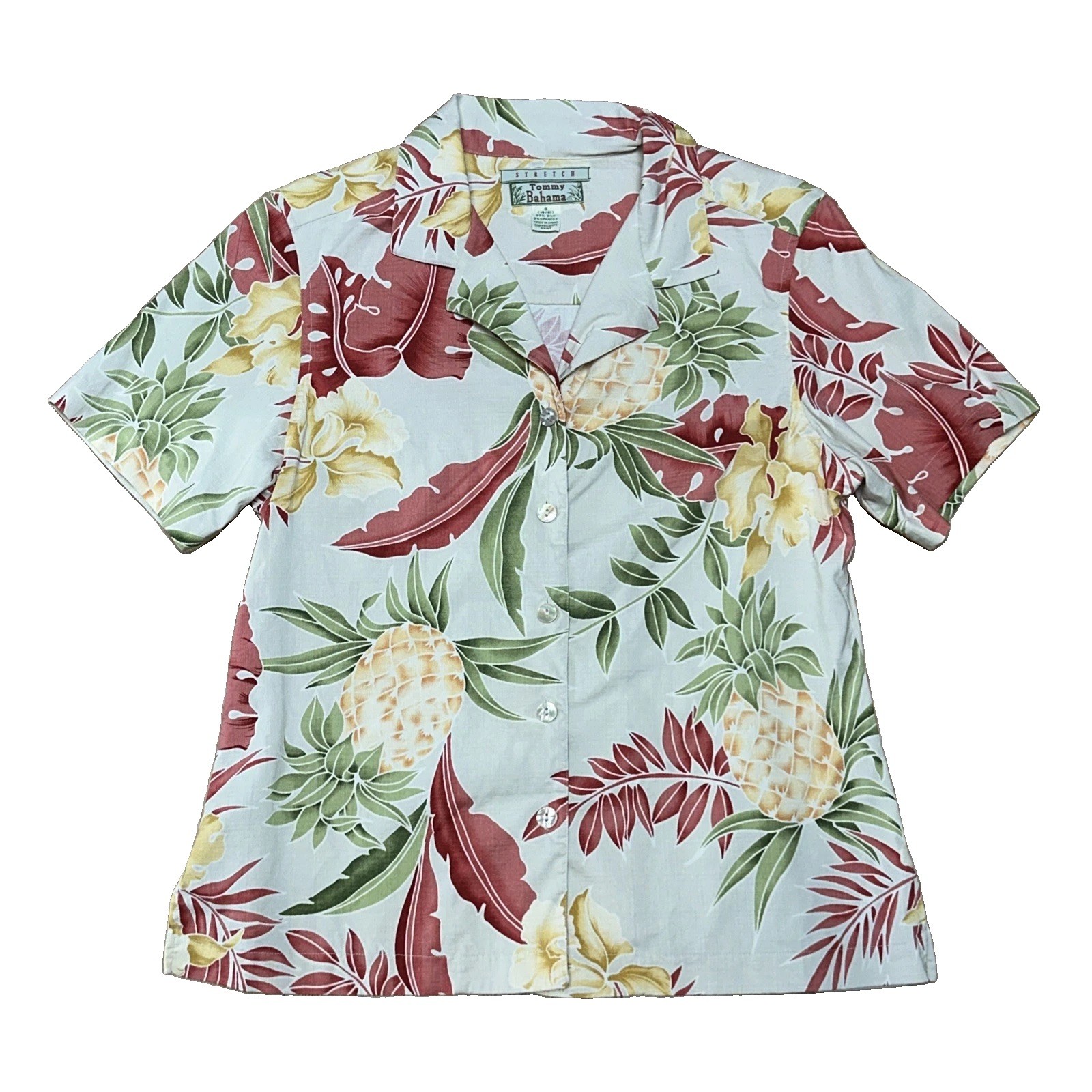 Vtg Tommy Bahama Shirt Top Womens Sz Sm Silk Hawaiian Boxy Vaca Resort Beach
