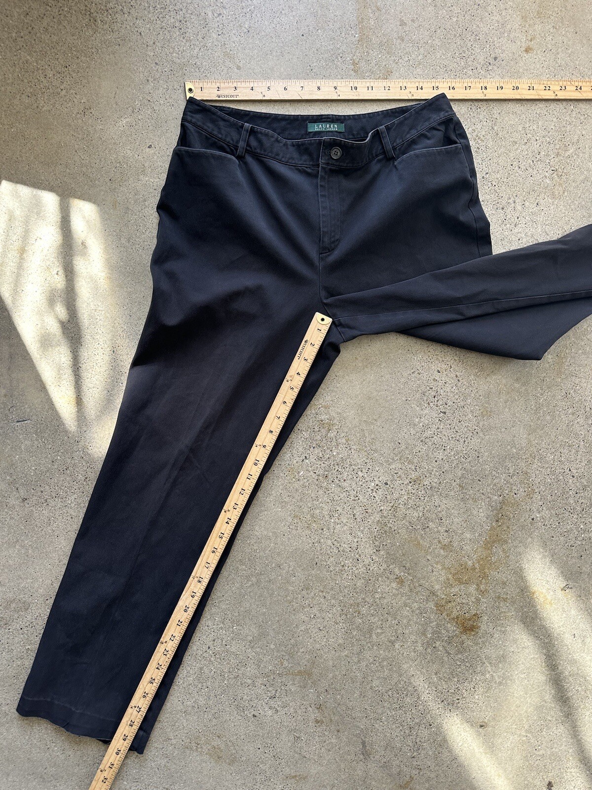 Vintage Polo Ralph Lauren Black Cotton & Elastane Straight Leg Pants Size 10