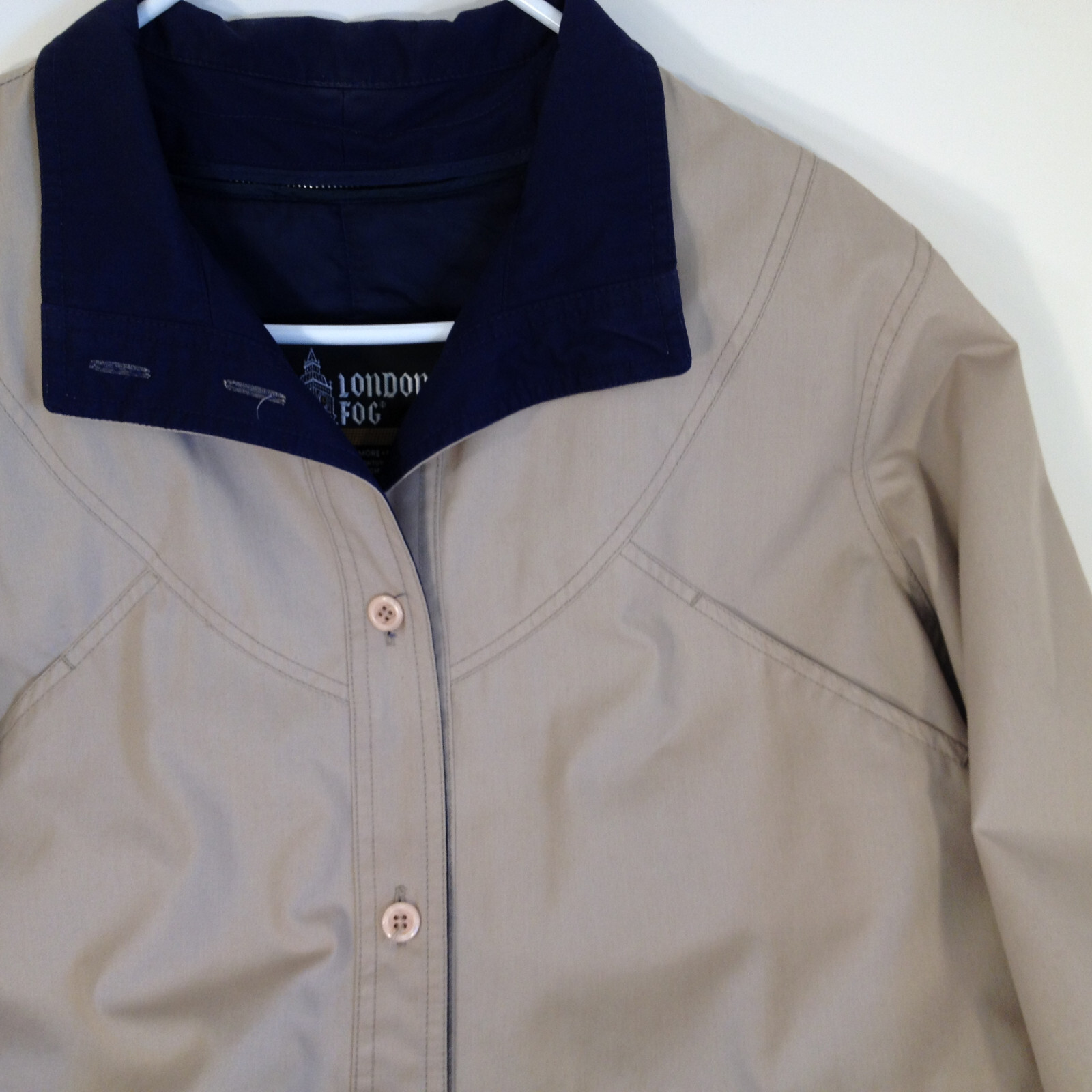 Vintage Womens London Fog Tan Jacket Coat Removable Lining Water Resistant Sz 16