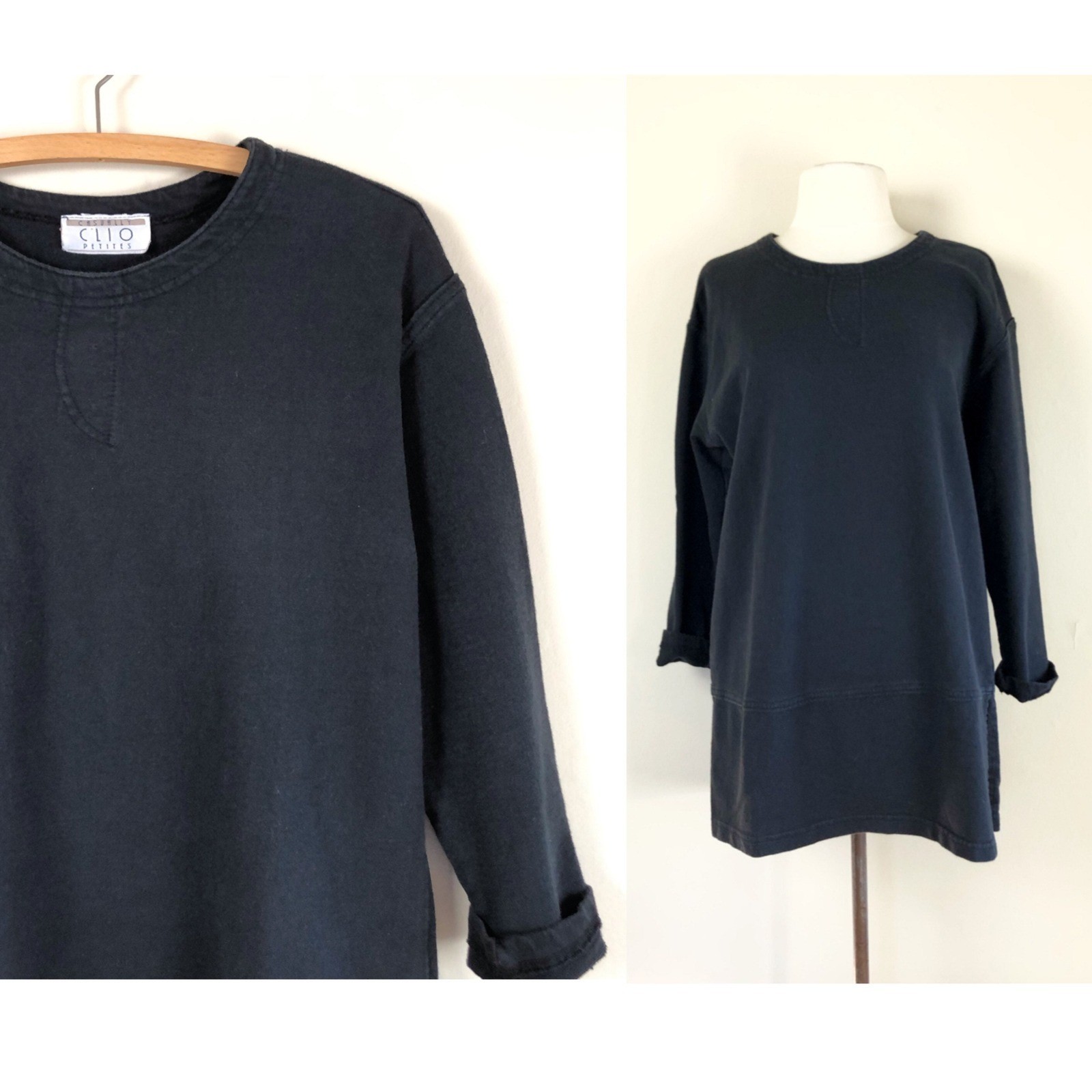 vintage 90s minimal tunic sweatshirt knit top linen minimalist grunge boho