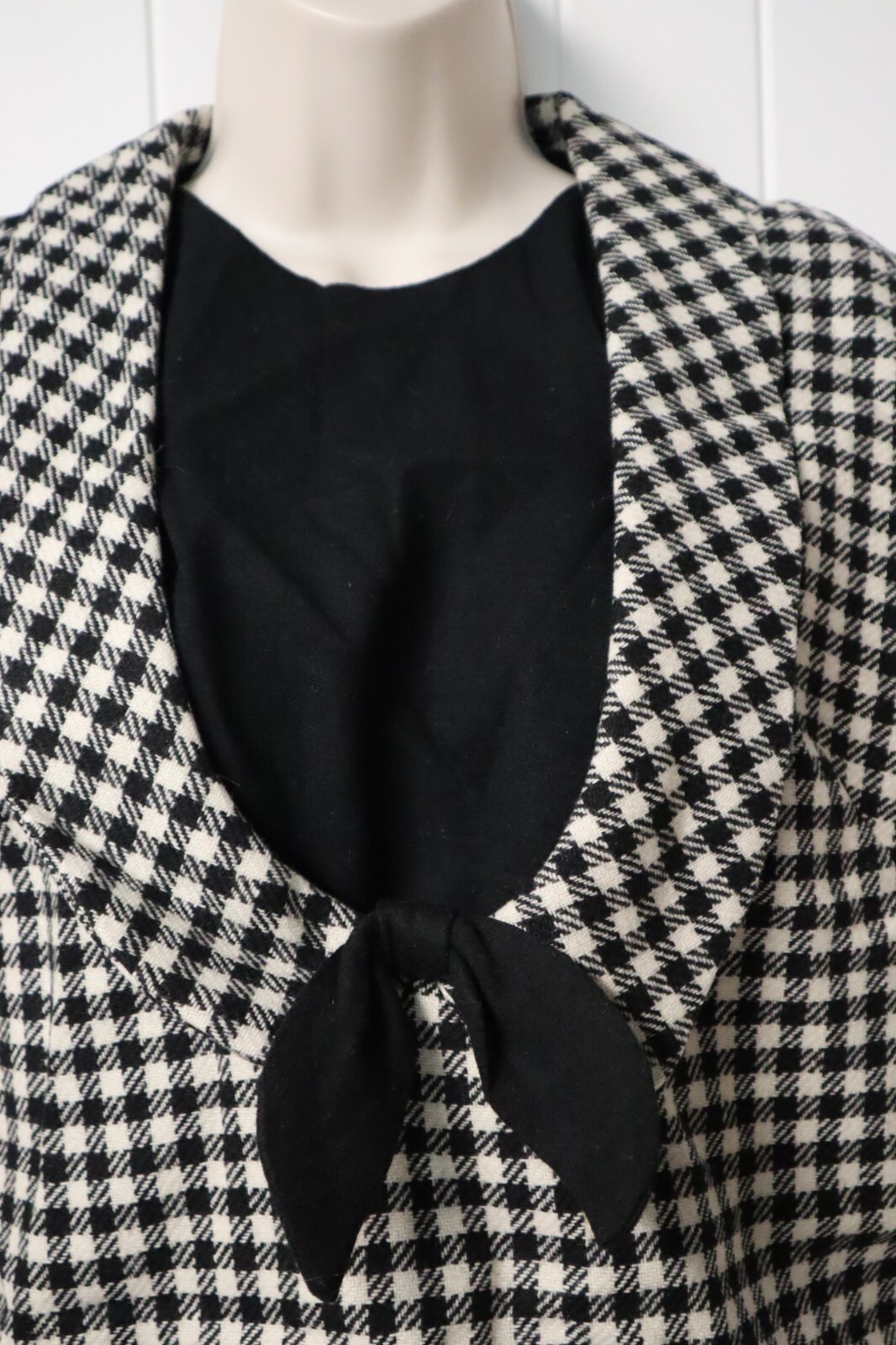 Vintage 1960s 70s PENNEY’S 100% wool black white checkered dress size 11 (NWD)