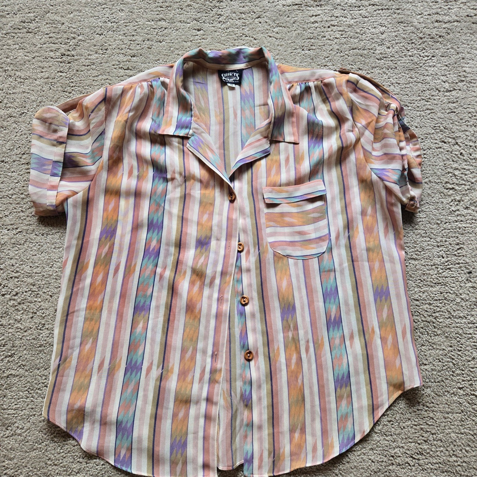 Shirts & Strings California Vintage Striped Geometric Button Down Shirt Womens M