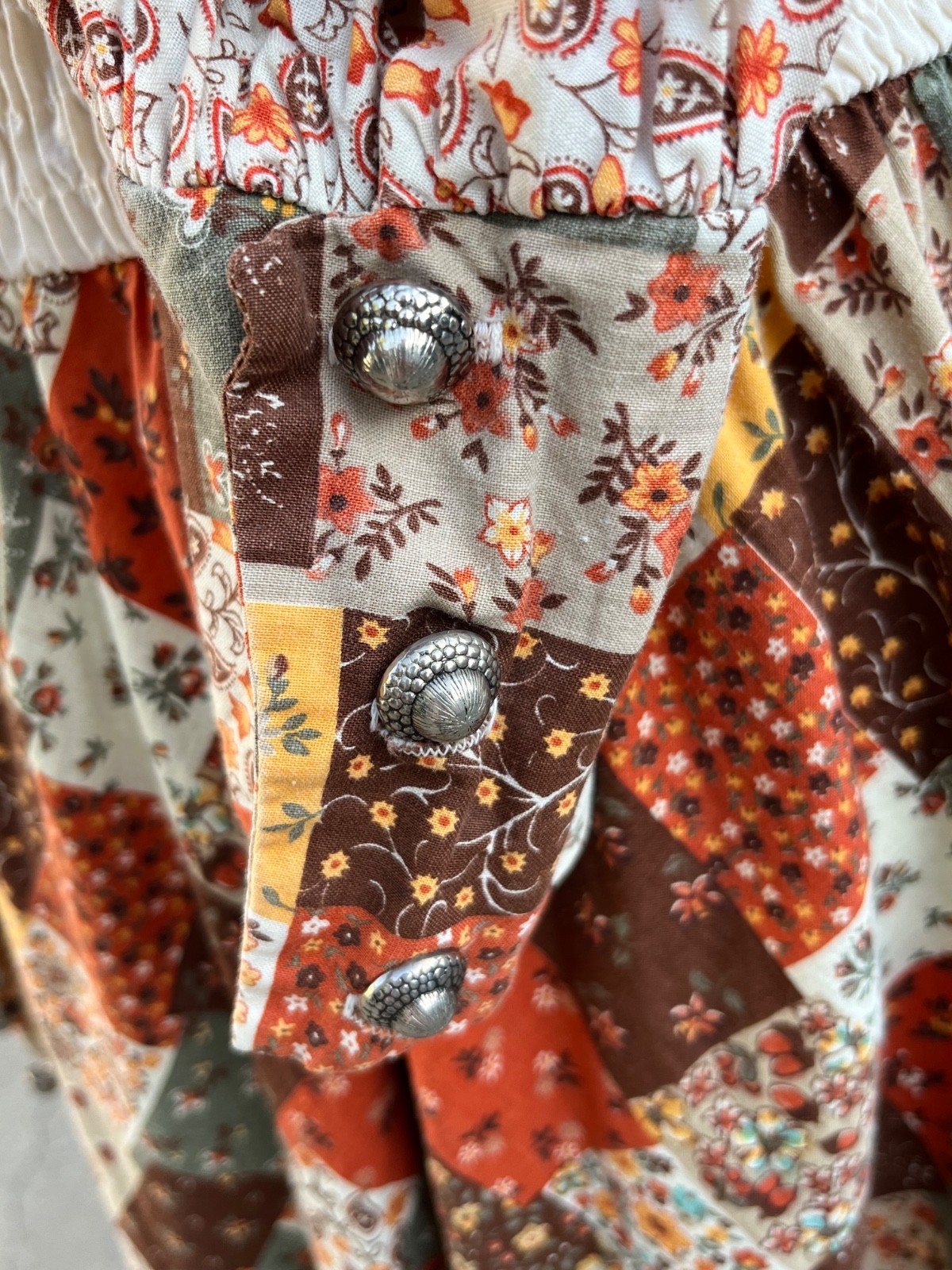 VTg Denise L Patchwork Print Prairie fit and flare dress Boho S/M