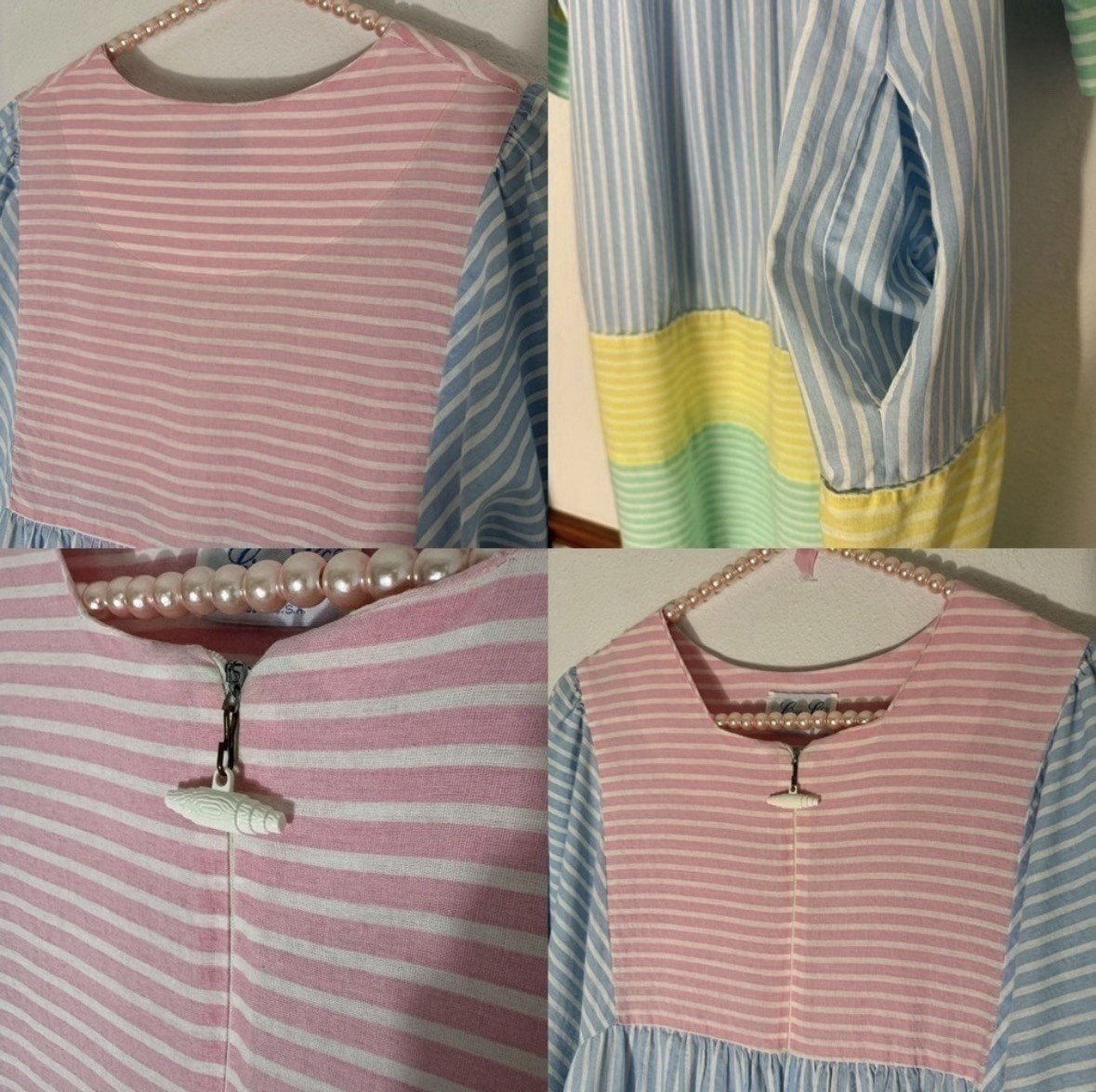 Vintage pastel striped seersucker dress