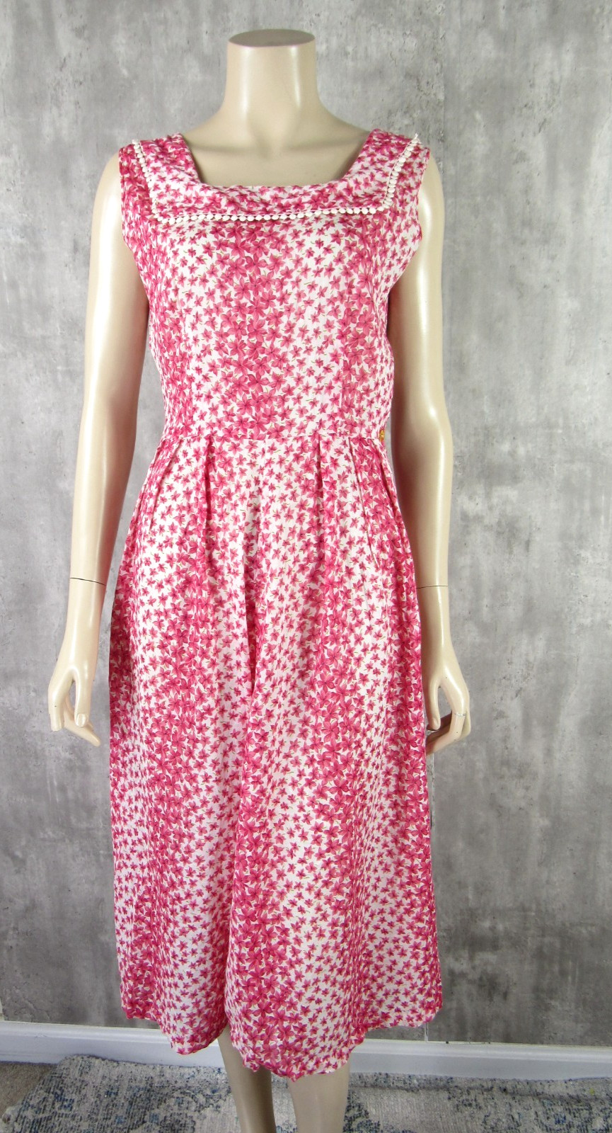 Vintage 40s 50s Dixie Lou Frock Sheer Cotton Floral Day Midi Dress MINT S/M