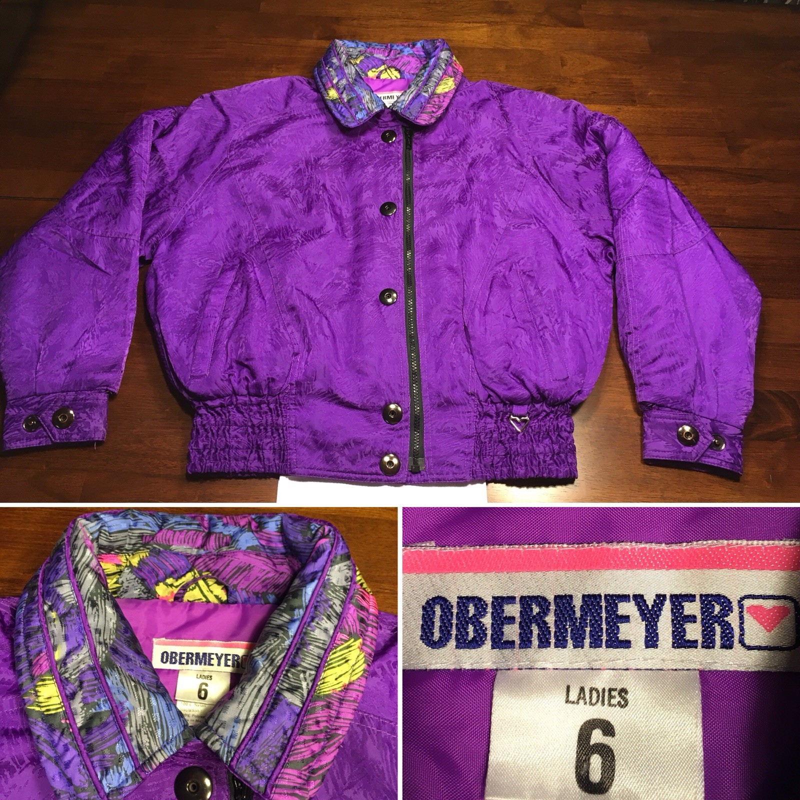 Vtg Obermeyer Women’s Snowboard Ski Jacket Purple 1980s Ladies SZ 6 Retro