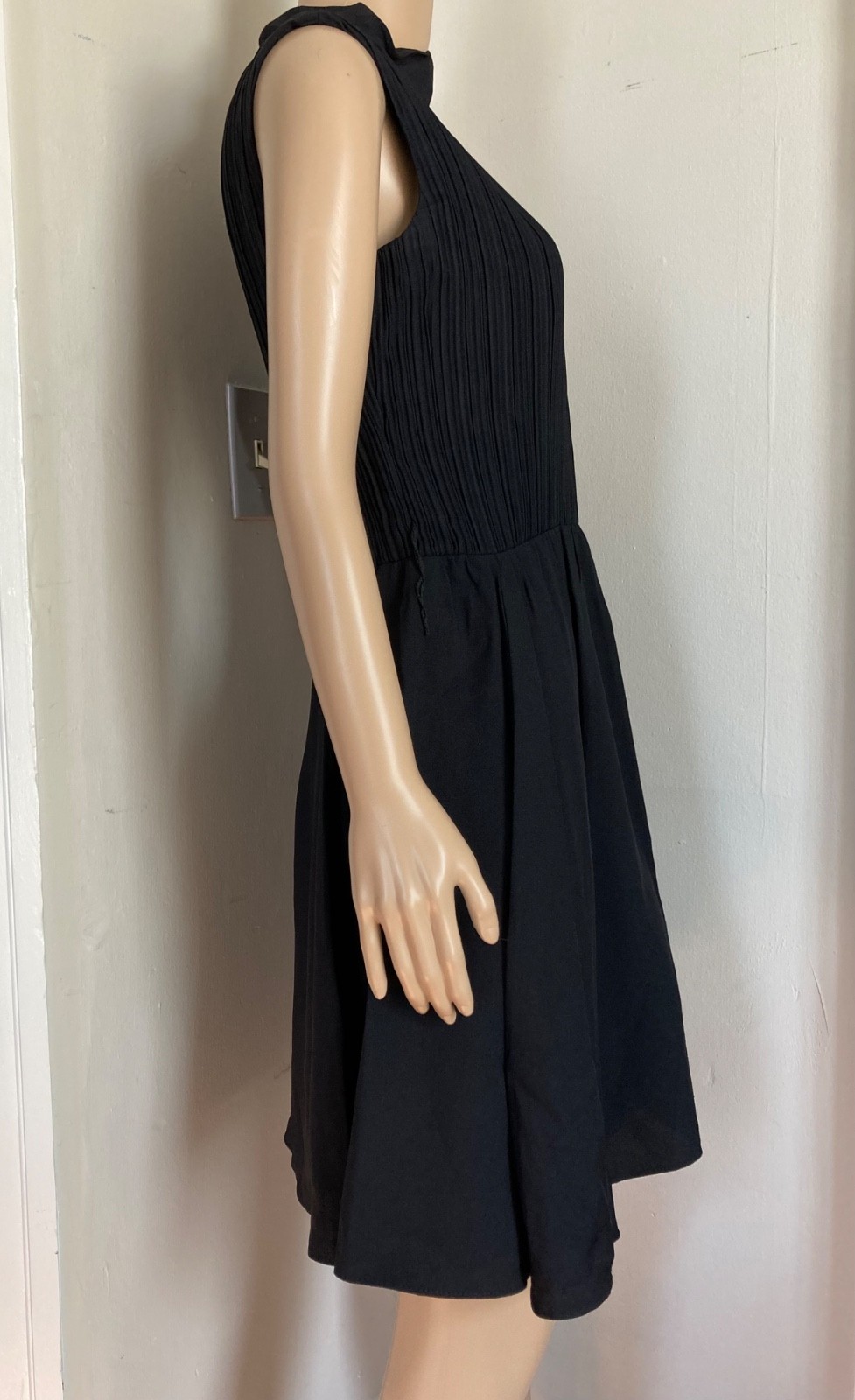 Vintage 60s Mod GoGo Cocktail Party Black Pleated Mini Dress Size Small/XS