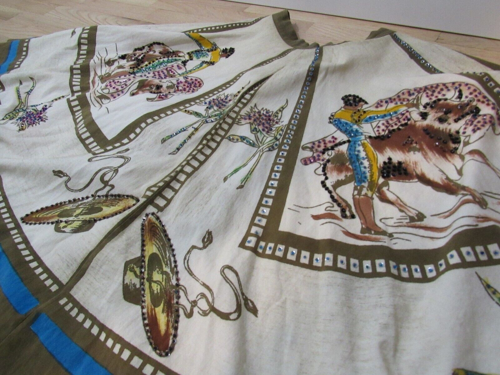 Vintage Londy of Mexico 50’s MEXICAN Novelty Matador Print Circle Skirt size 12