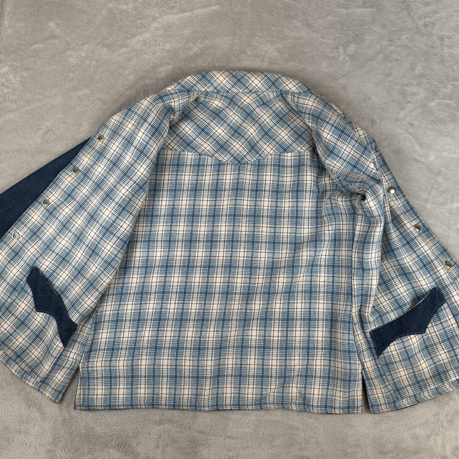 Vtg Prior Westerns Denver Denim Reversible Jacket Womens L Chore Coat Rockabilly