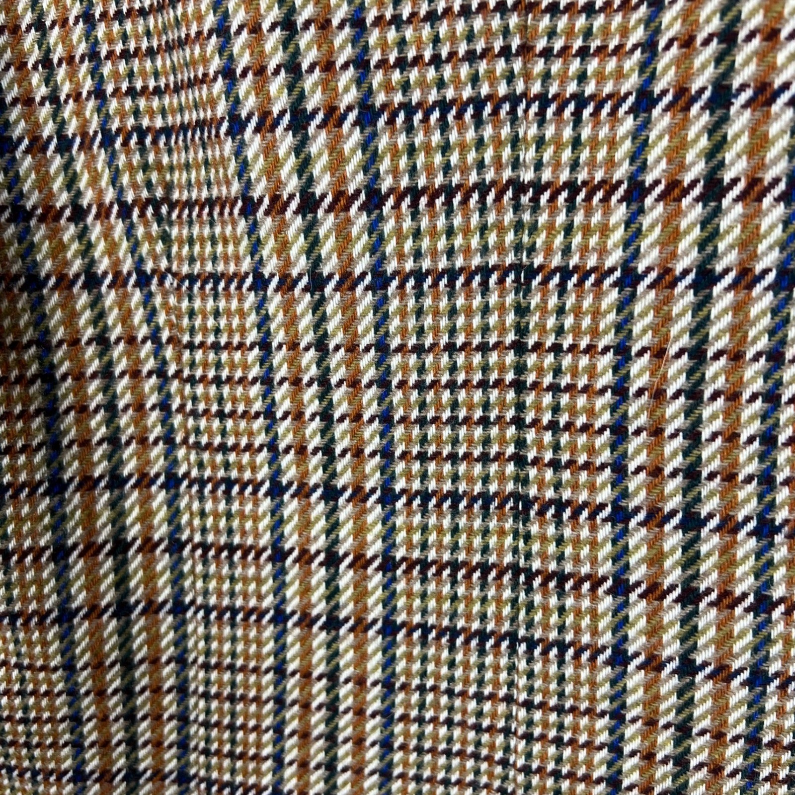 Hugo Buscati Milano Vintage Plaid Skirt Suit Brown Blue Wool Blend Size 8 USA