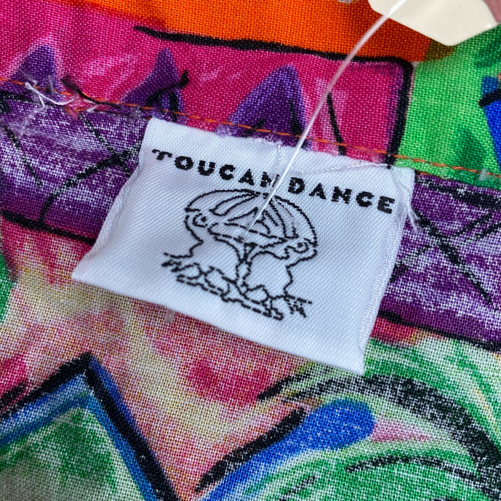 Fast Lane Toucan Dance Hawaiian Shirt Womens Bright Multicolor Camp USA VTG