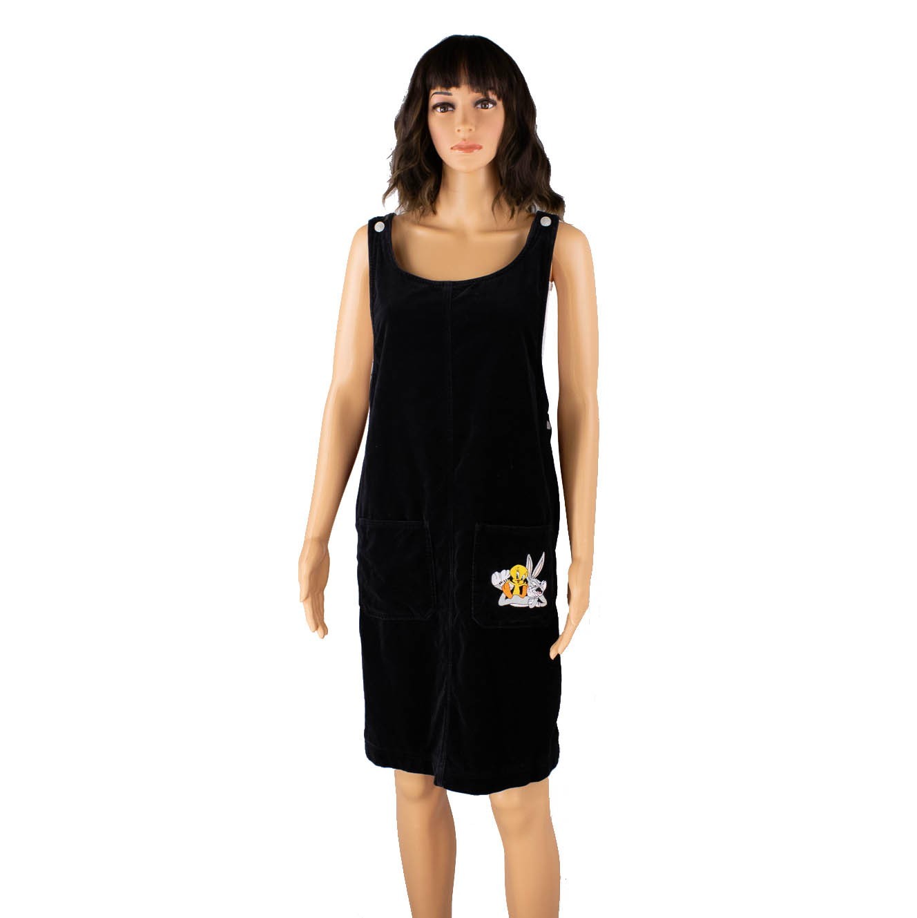 Vintage Warner Bros Studio Store Bugs Bunny Tweety Velvet Overall Dress XL