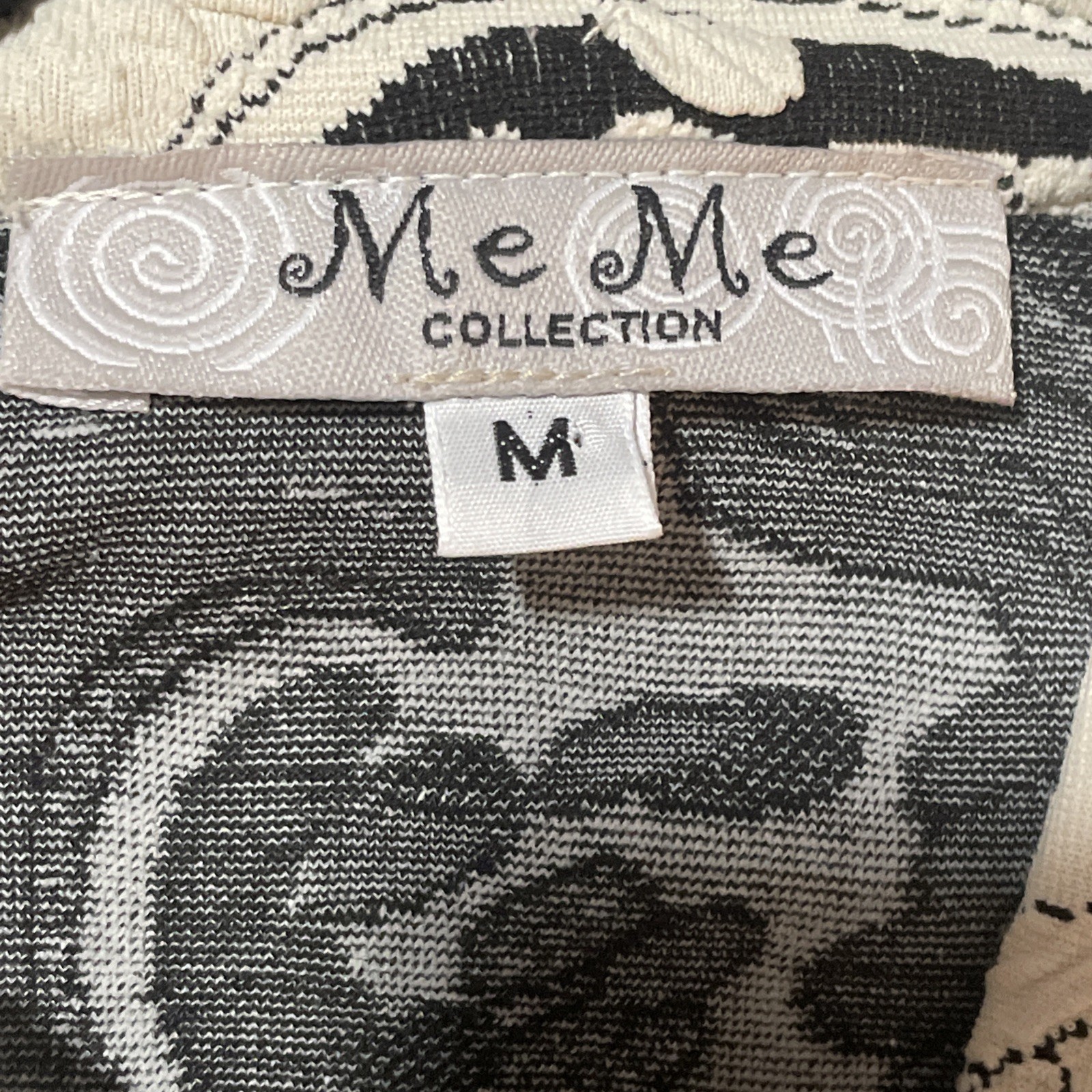 Vtg Me Me Black Jacquard Paisley Set Size M 3/4 Sleeve Jacket Sleeveless Top