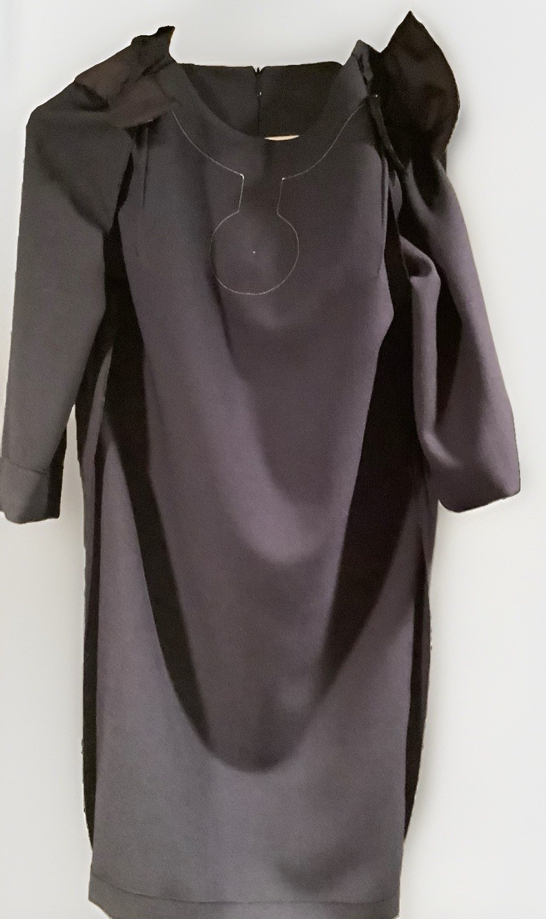 PIERRE CARDIN Modern Dress Sz 10US Med-Lrg Navy Blue Color Block Exl’t Cond